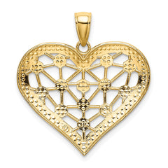 14k w/Rhodium Lattice Center Heart Charm
