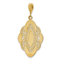 14K w/Rhodium D/C Filigree Oval Charm