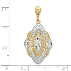14K w/Rhodium D/C Filigree Oval Charm