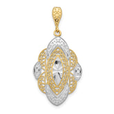 14K w/Rhodium D/C Filigree Oval Charm
