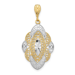 14K w/Rhodium D/C Filigree Oval Charm
