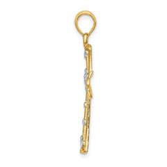 14K w/Rhodium D/C Cross Charm
