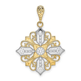 14k w/ Rhodium Cut-out Cross Medallion Charm