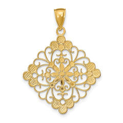 14K w/Rhodium D/C Filigree Medallion Charm