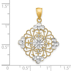 14K w/Rhodium D/C Filigree Medallion Charm