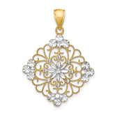 14K w/Rhodium D/C Filigree Medallion Charm