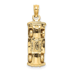 14k with White Rhodium 3-D Taxi with Moveable Tires Charm