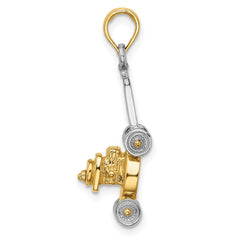 14k Two-tone 3-D Lawn Mower Charm