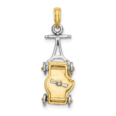 14k Two-tone 3-D Lawn Mower Charm