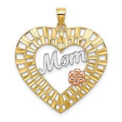 14k Two-tone w/White Rhodium D/C MOM Heart Charm