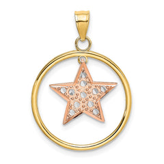 14k Two-tone w/White Rhodium Star in Frame Moveable Charm