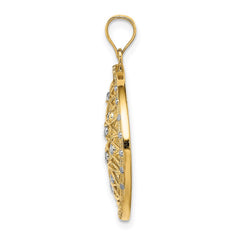 14K w/Rhodium D/C Oval Cut-Out Charm