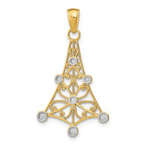 14K w/Rhodium Textured Chandellier Charm