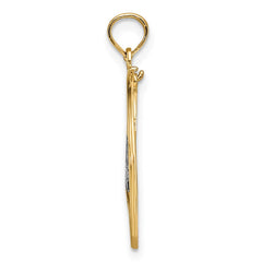 14k w/Rhodium LIVE LOVE LAUGH Heart Dangling In Circle Charm