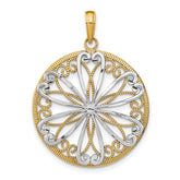 14K w/Rhodium Filigree Center Round Charm - 2