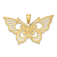 14k Two-tone Diamond-cut Butterfly Charm