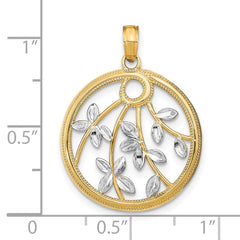 14K w/Rhodium Round Frame Charm