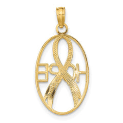 14k w/Rhodium Textured HOPE w/ Ribbon Charm