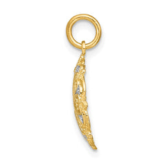14K w/Rhodium and D/C Filigree Heart Round Charm