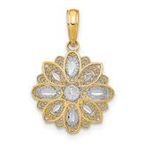 14K w/Rhodium and D/C Filigree Flower Charm