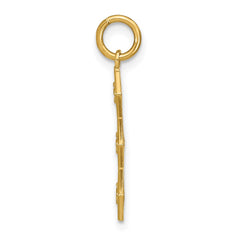 14K w/Rhodium and D/C 3 Diamond Shapes Charm