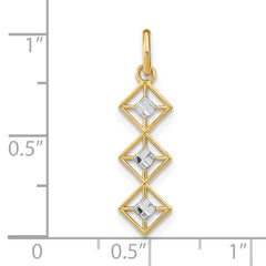 14K w/Rhodium and D/C 3 Diamond Shapes Charm