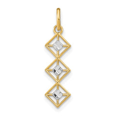 14K w/Rhodium and D/C 3 Diamond Shapes Charm