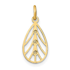 14K w/Rhodium D/C Small Teardrop Charm