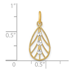 14K w/Rhodium D/C Small Teardrop Charm