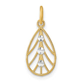 14K w/Rhodium D/C Small Teardrop Charm