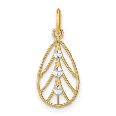 14K w/Rhodium D/C Small Teardrop Charm