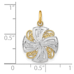 14K w/Rhodium Pinwheel Medallion Charm