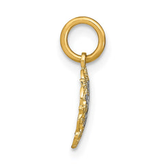 14K w/Rhodium Filigree Hearts Charm