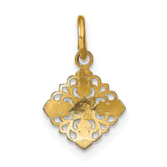 14K w/Rhodium Mini Cross Medallion Charm