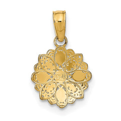 14K w/Rhodium and D/C Mini Filigree Flower Charm
