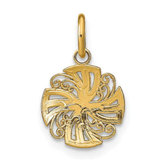 14K w/Rhodium and D/C Mini Pinwheel Medallion Charm