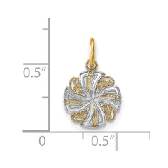 14K w/Rhodium and D/C Mini Pinwheel Medallion Charm