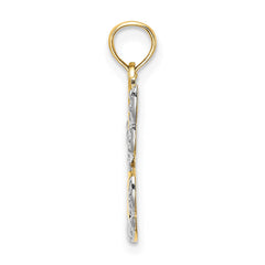 14K w/Rhodium Polished/Textured Cut-Out HOPE Angel Charm