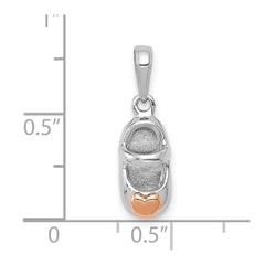 14k Two-tone White and Rose Gold Baby Shoe Charm