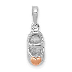 14k Two-tone White and Rose Gold Baby Shoe Charm