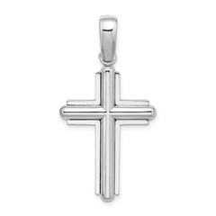 14k White Gold Beveled Cross Charm - 2
