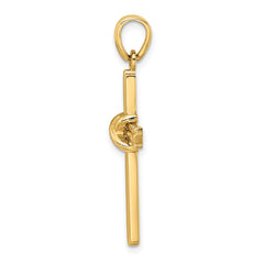 14K Polished X Center Cross Charm