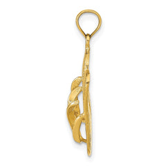 14K 3D KEY WEST Reversible Flip Flops Pendant
