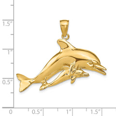 14k Dolphins Pendant - 3