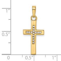 14K w/Rhodium D/C Cross Pendant - 6