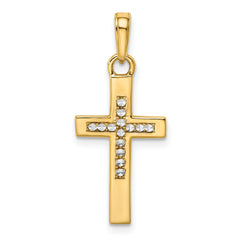 14K w/Rhodium D/C Cross Pendant - 6