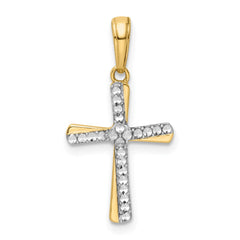 14K w/Rhodium D/C Cross Pendant - 7