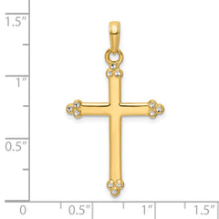 14K w/Rhodium D/C Cross Pendant - 2