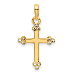 14K w/Rhodium D/C Cross Pendant - 4