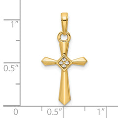 14K w/Rhodium D/C Cross Pendant - 5